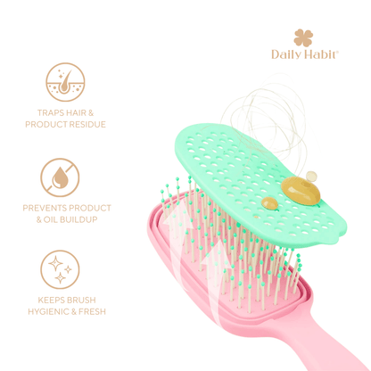 Daily Habit - No Mess, No Stress Easy Clean Hair Brush (Pink) - Hullabaloo