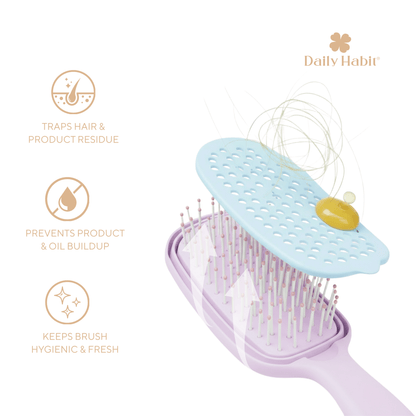 Daily Habit - No Mess, No Stress Easy Clean Hair Brush (Purple) - Hullabaloo